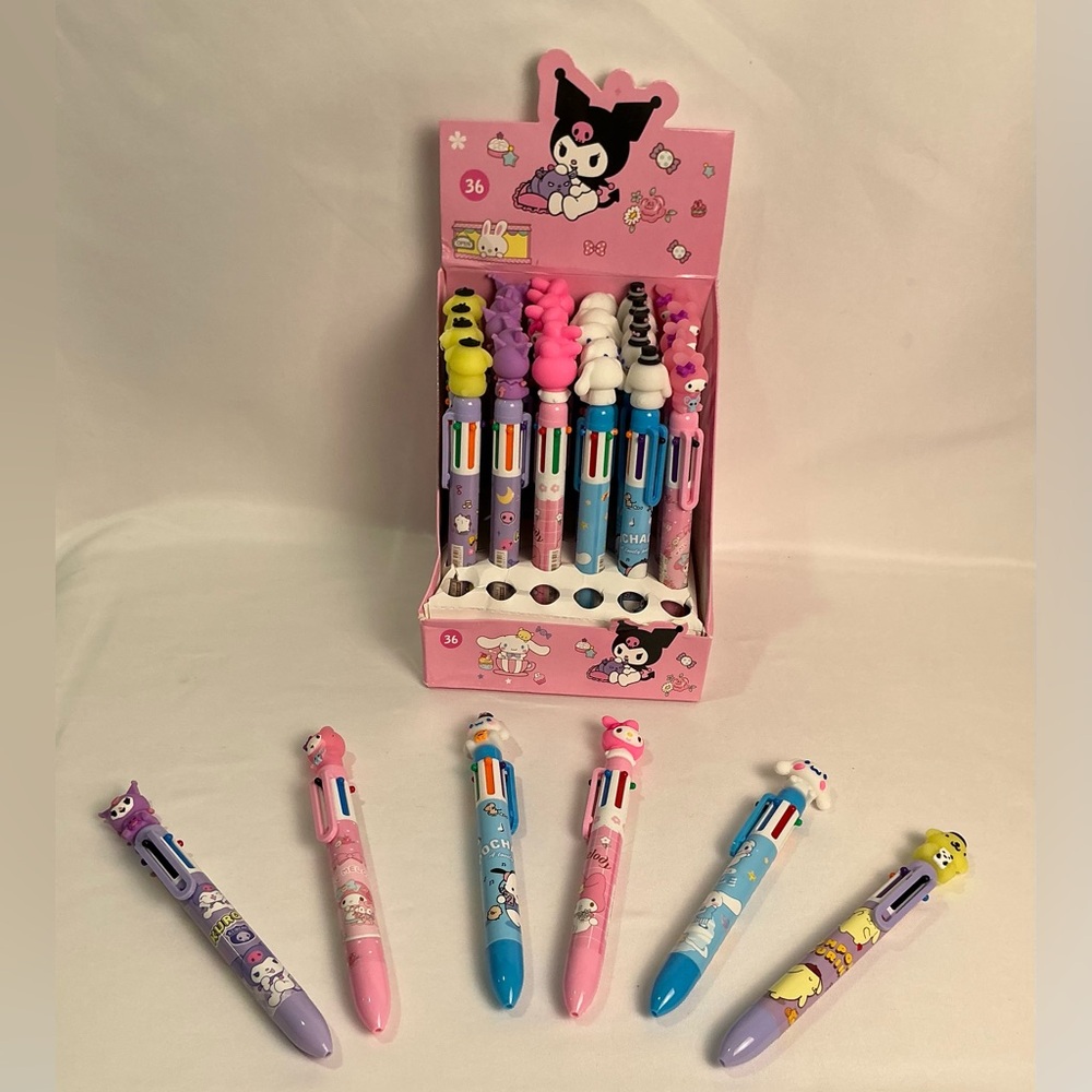 Sanrio 6pcs Kuromi My Melody Pachacco Cinnamoroll 10 color Ballpoint Pens New